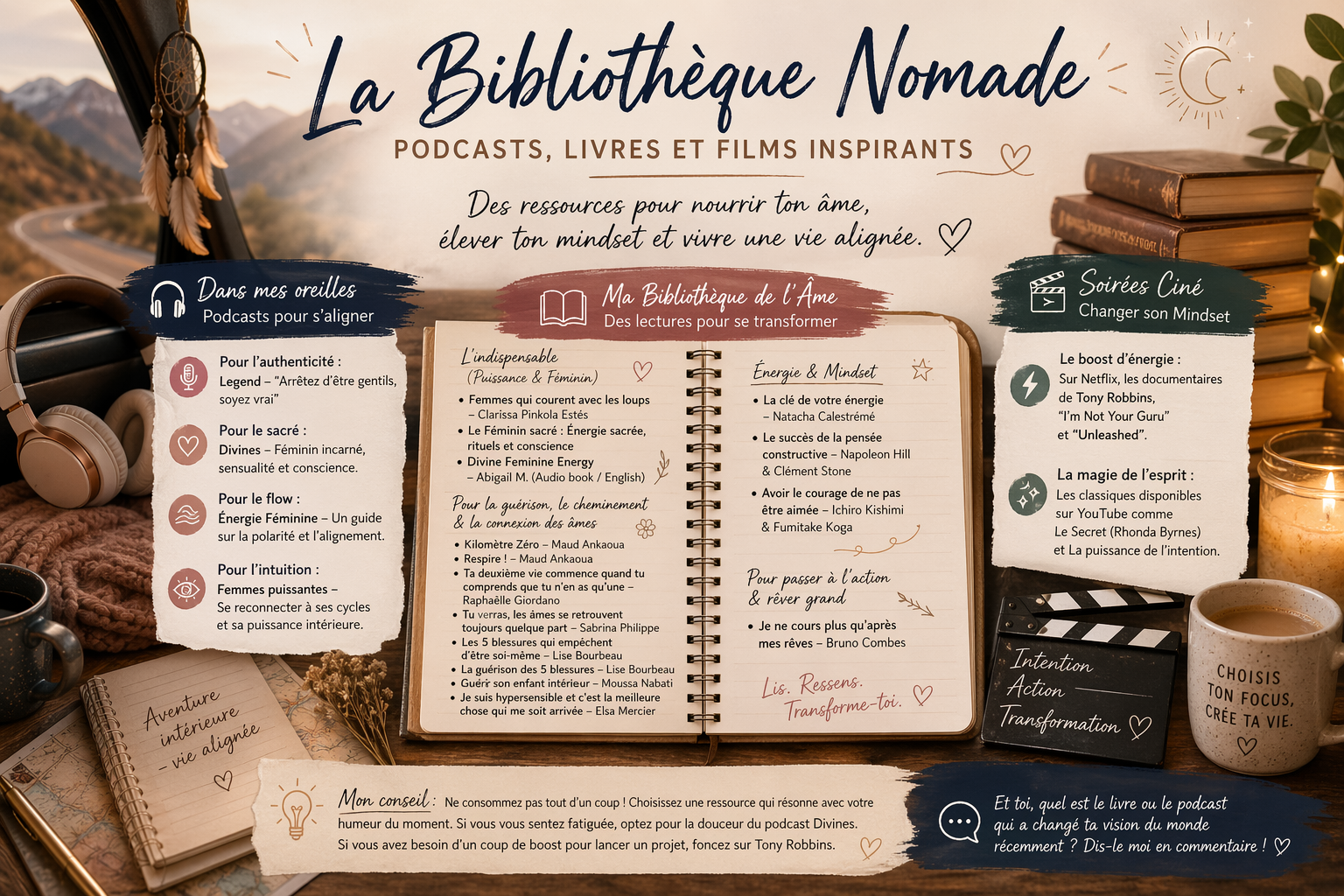 La Bibliothèque Nomade : Podcasts, livres et films inspirants