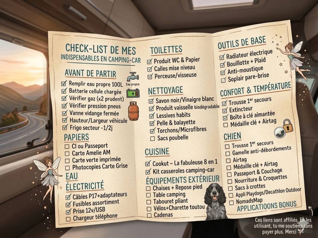 Liste des indispensables en camping-car / van
